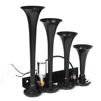 

300DB 24V Loud 4/FOUR Trumpet Air Electric Horn Chrome for Train Car Vehicle Truck Boat Motorcycle