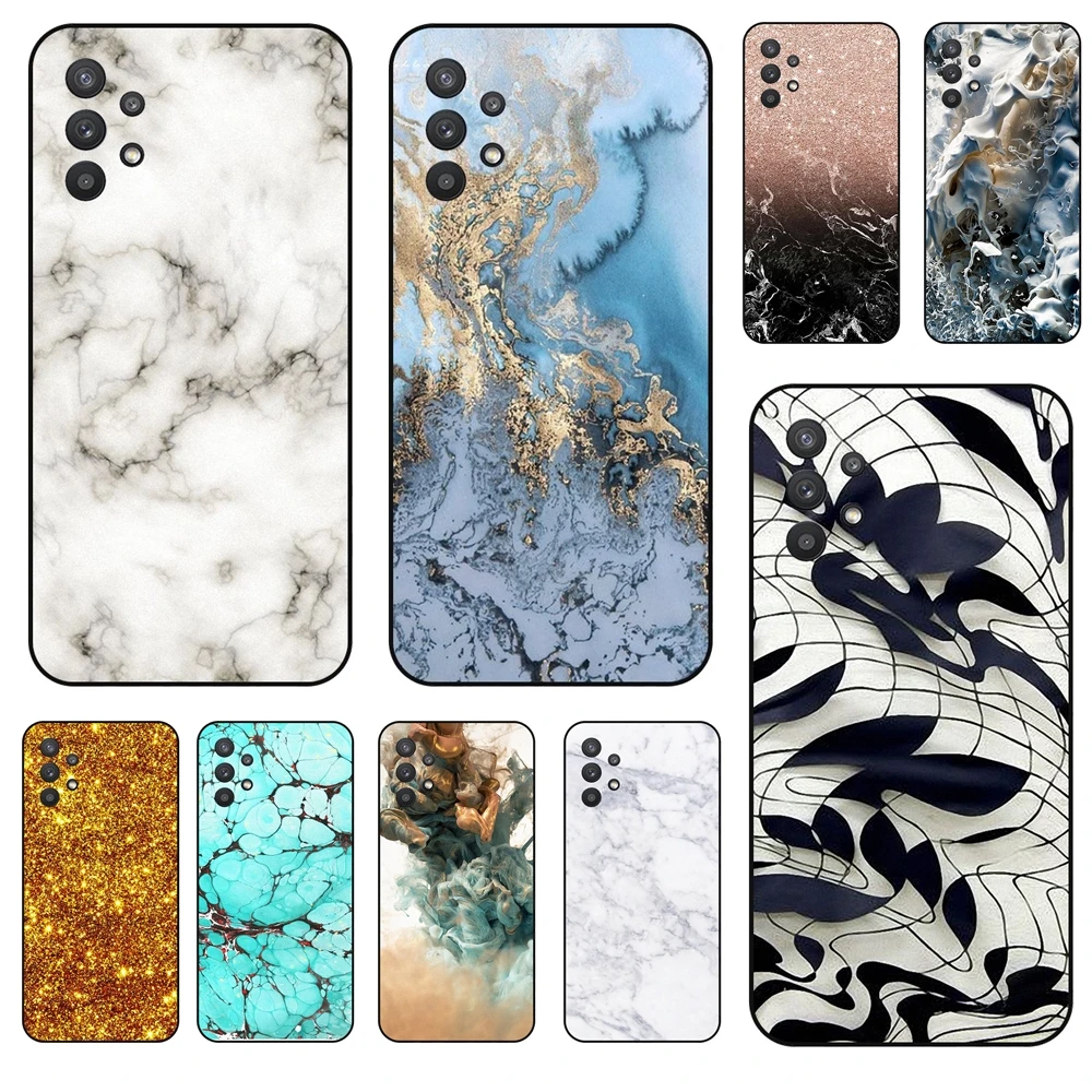Текстурированный мягкий водонепроницаемый чехол с мраморным рисунком для Galaxy A32
