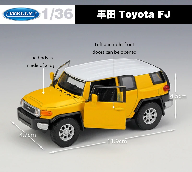 Welly литье под давлением 1:36 Scale siator Toyota FJ SUV внедорожная модель автомобиля откатная