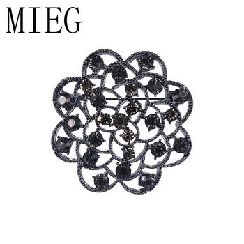 

2020 Fashion Black Crystal Rhinestone Rose Flower Brooches For Women Coat Suit Hat Scarf Brooch Pin