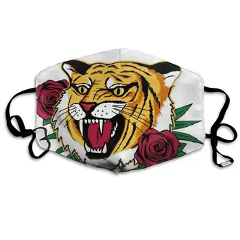 

Mouth Mask Tiger Flower Print Masks - Breathable Adjustable Windproof Mouth-Muffle, Camping Running for Women and Men