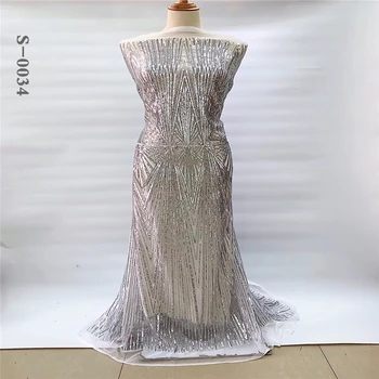 

2020 Sequin Lace Fabric Mesh RED Color African Embroidery Sequence Nigerian French Party Latest High Quality Tulle Hot Sale
