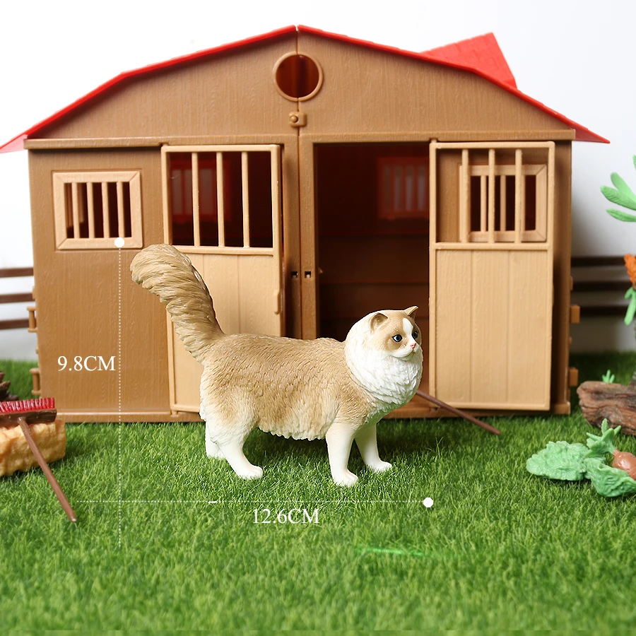 Hand-Painted Cat Figurines: Small Animal Statues for Indoor Decor and Children's Play
