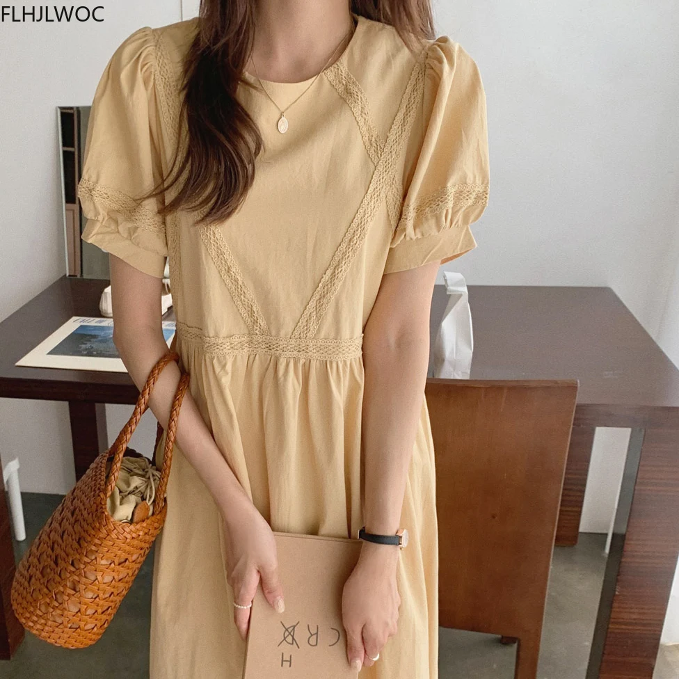 Cotton Linen Dress Summer Short Sleeve Casual Loose Cute Preppy Style Japan  Korean Clothes Design Cotton Vintage Dress Flhjlwoc - Dresses - AliExpress
