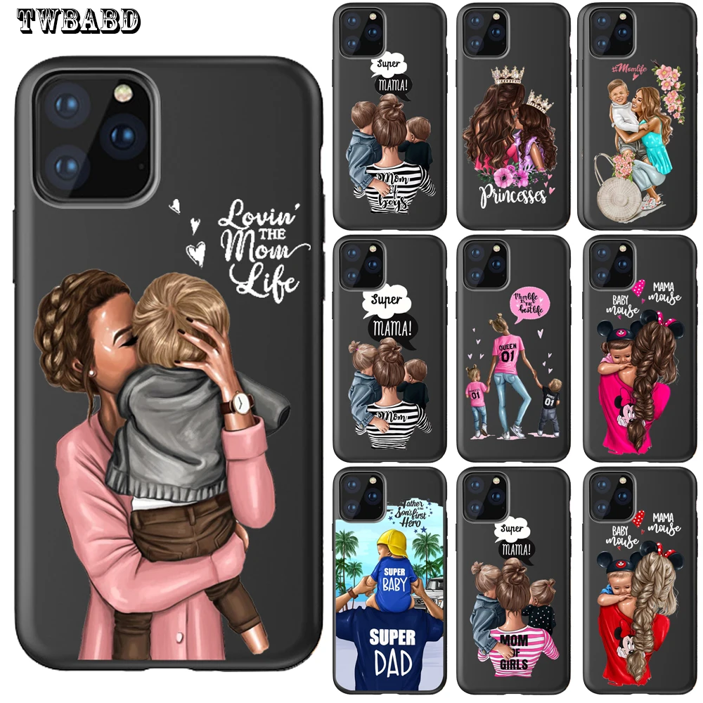 Чехол для iphone 11 Модный чехол телефона Super Mom Baby Girl Iphone 11Pro Max семейный Capa iPhone