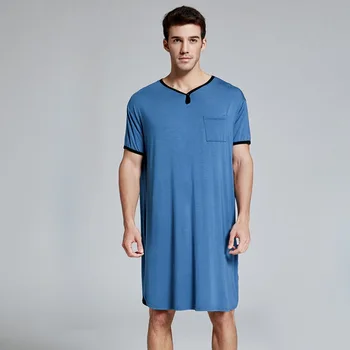 

New Sleep Top Summer Men Sleepwear Men's Bathrole Hot Sale Long Loose Casual Home Suit Clothes Fashion Nightwear 2020