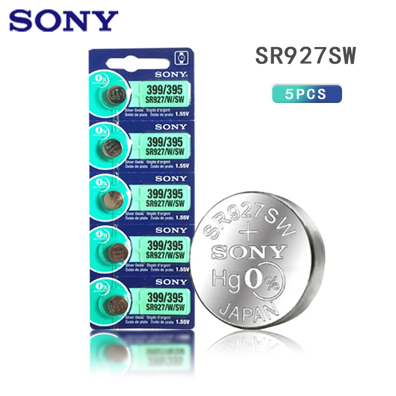 5pcs 100% Original Sony 395 Sr927sw 399 Sr927w Ag7 Lr927 1.55v Silver Oxide  Button Coin Cell For Toy Watch Battery Made In Japan - Button Cell Batteries  - AliExpress