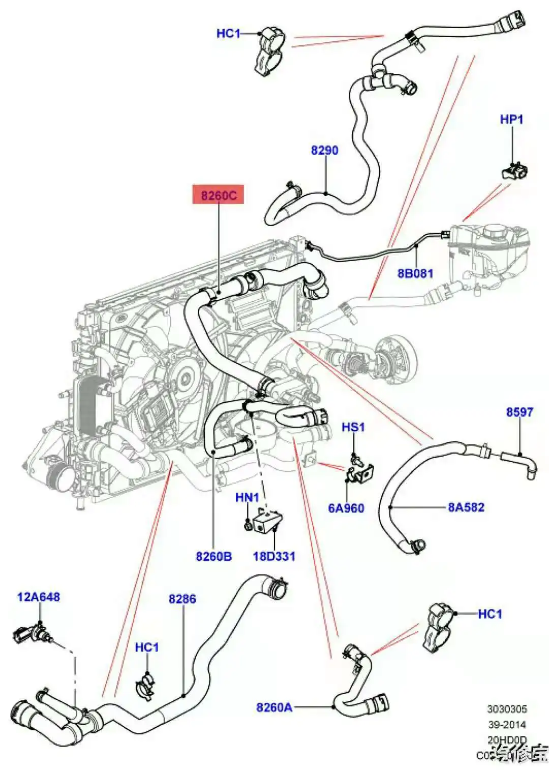 Радиатор охлаждения воды верхний Шланг радиатора для Ford Land rover LR2 evoque 2,0 T 2.0L LR024236 LR032347