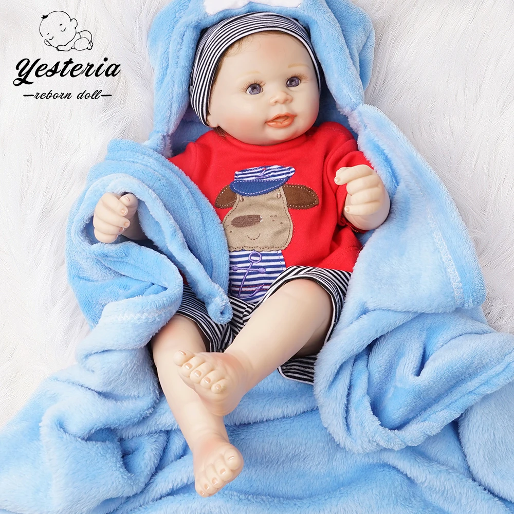 50 см полный силиконовый винил Reborn Baby Doll мальчик новорожденный реалистичные игрушки подарок красный наряд с синим одеялом