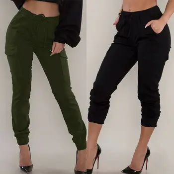 

Fashion Women Solid Sexy Stretch High Waist Skinny Cargo Pants Long Pants Slim Fit Trousers