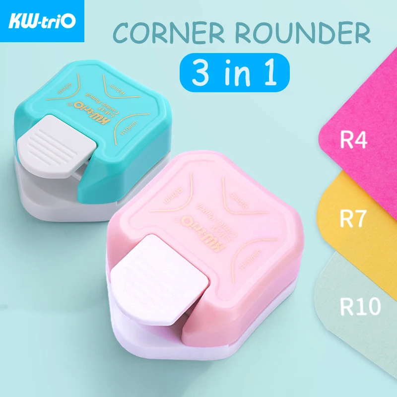 Paper Cutter KW-trio 3-in-1 Corner Rounder Punch Photo Cut R4/R7/R10mm Round Corner Trimmer for Card Photo Paper Laminating Pouches