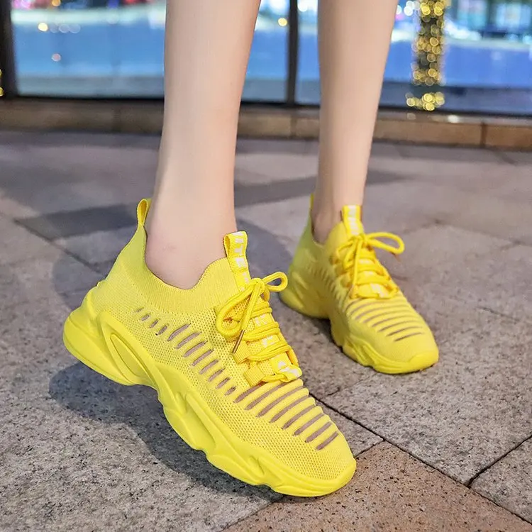 

Fly Woven WOMEN'S Shoes Summer Breathable Mesh Hollow out Knit Students Running WOMEN'S Shoes White Shoes Summer Socks Athletic
