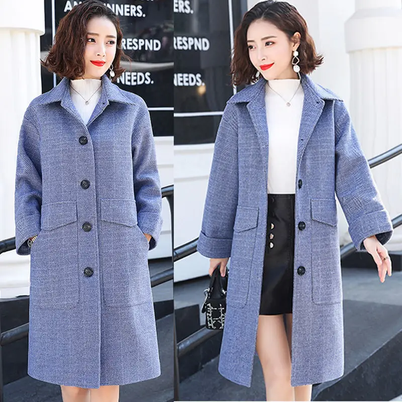 Осенне-зимнее пальто женское Модное Элегантное кашемировое пальто офисный официальный для женщин негабаритное длинное пальто casaco feminino синий розовый