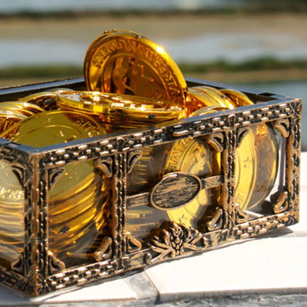 Винтажный прозрачный пластиковый пиратский ящик для сокровища, полезный брелок, органайзер, винтажный контейнер для хранения ювелирных изделий, чехол
