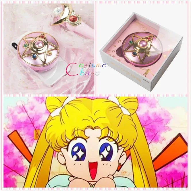

Anime Sailor Moon Make up Mirror Crystal Star Compact Power Bank Charger with Mirror and Light Support Charge