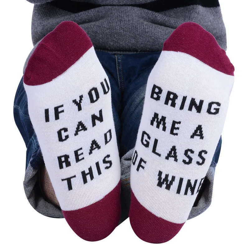 Женские носки с надписями, если вы можете прочесть это, приносят винные повседневные хлопковые носки унисекс для влюбленных, Прямая поставка - Цвет: Style5