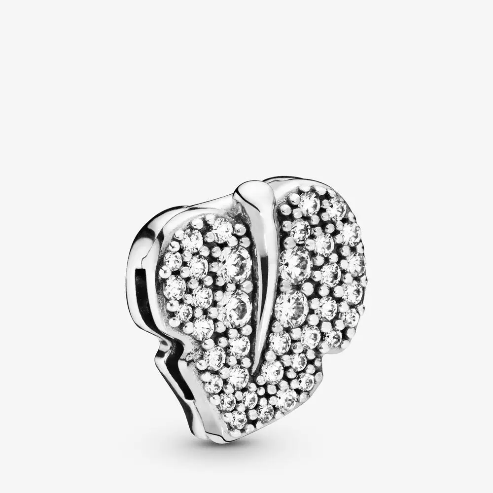 

Birthday DIY Sterling Silver Sparkling Leaf Clip Charm 925 Sterling Silver fit Original Pandora Bracelets Jewelry Heart Charm