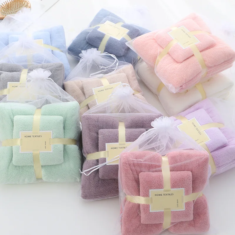 

Thick Coral Fleece Towel Bath Towel Set Beach Towel Small and Large Covers Soft Absorbent