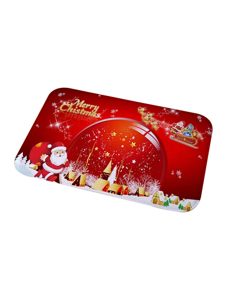 New 6 Styles Christmas Lunch Mat Bath Mats Flannel Printing Bathroom Rug Toilet Water Absorption Antiskid Floor Mat Decoration