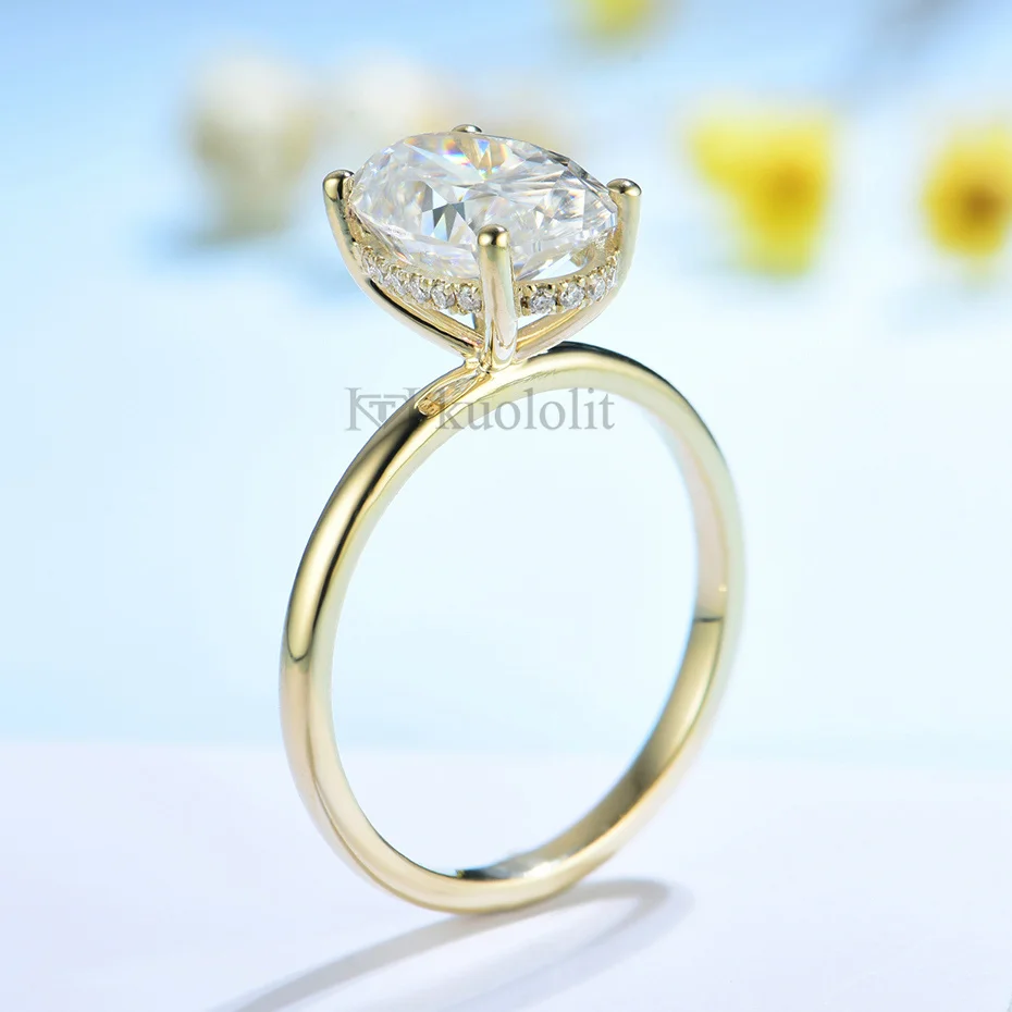 Женское овальное кольцо kuoluit, желтое золото 585, 14 к, 10 к