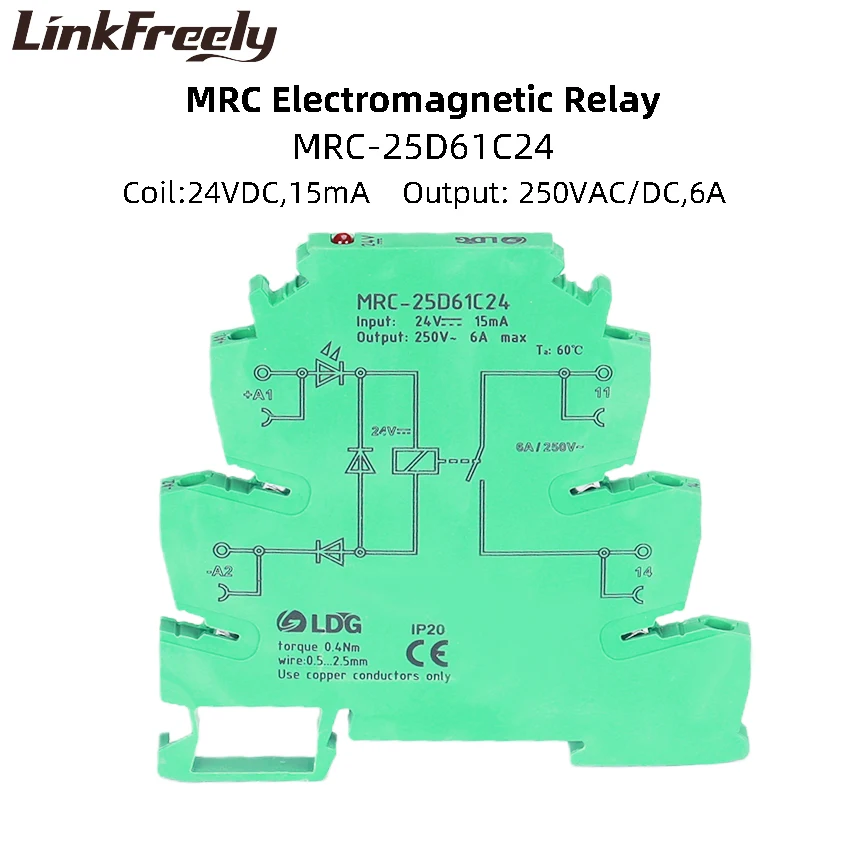 MRC-25D61C24-1NO-24VDC-Coil-Electromagnetic-Relay-Module-6A-250VDC-AC ...