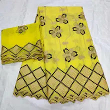 Желтая кружевная ткань последние нигерийские кружевные ткани tissu africain broderie coton швейцарская кружевная ткань Высокое качество 7yard/комплект