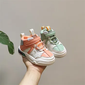 

Genuine Leather Children's Shoes Fashion Girls Boys High Top Sneaker Breathable Kids Shoes Non-slip Toddler Baby Shoes