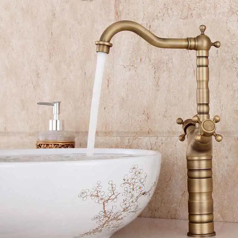 Double rotating handle bathroom kitchen sink faucet old faucet brass mixer