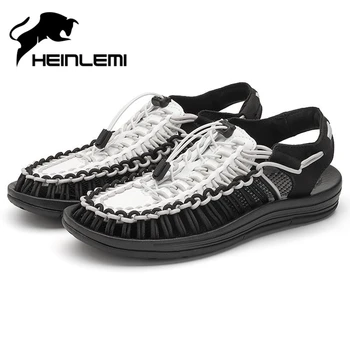

HEINLEMI Luxury Fashion Chic Vintage Breathable Style Sandal Beach Men Shoes Cheaper Flat Sandals Slippers CalçAdos Masculino