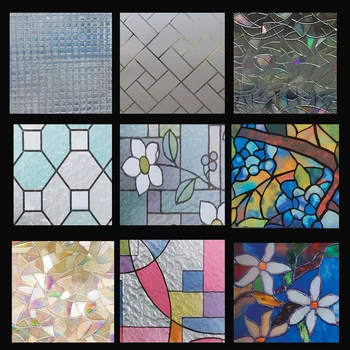 

SUNICE Decorative Window Privacy Film Frosted Window Film Stained Glass Window Film Window Clings Static Cling for Home Bedroom