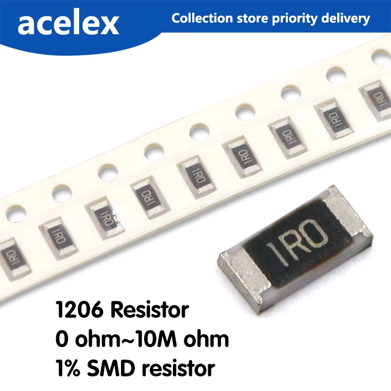 

200pcs 1% 1206 SMD resistor 0R ~ 10M 1/4W 0 0.1 1 10 100 150 220 330 ohm 1K 2.2K 10K 100K 0R 1R 10R 100R 150R 220R 330R 1M 10M