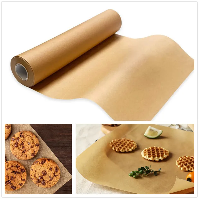 30cm X5m/10m Parchment Paper Non-stick Baking Parchment Roll Unbleached Baking Pan Liner Bread Sandwich Burger Fries Wrappers 1