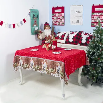 

Christmas Tablecloth Rectangle Table Covers Restaurant Dinning Hall Decoration Polyester Xmas Santa Pattern Table Cloth