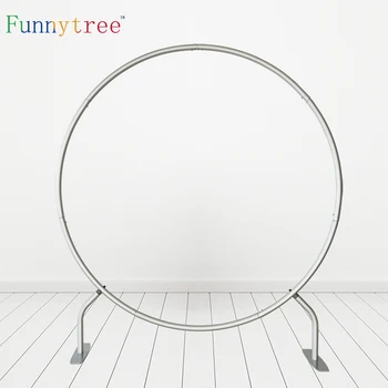 

Funnytree Circle round stand Wedding Arch Background Baby Shower Backdrop Support birthday party Custom size decor Banner Frame