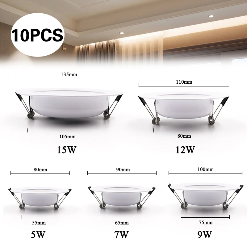 10PCS Downlight Indoor Light Ceiling Light Canister Light Recessed Lamp 5W 7W 9W 12W 15W Ultra