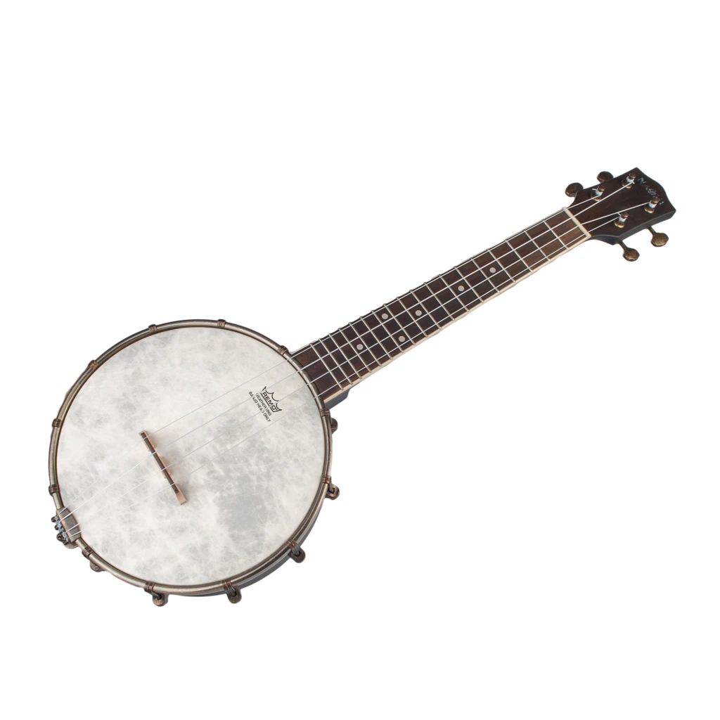 24 дюйма банджо Banjolele Гавайская гитара укулеле банджо Комплект 4-струнная Винтаж-покрытием с сумкой ключ, дюймовый стандарт