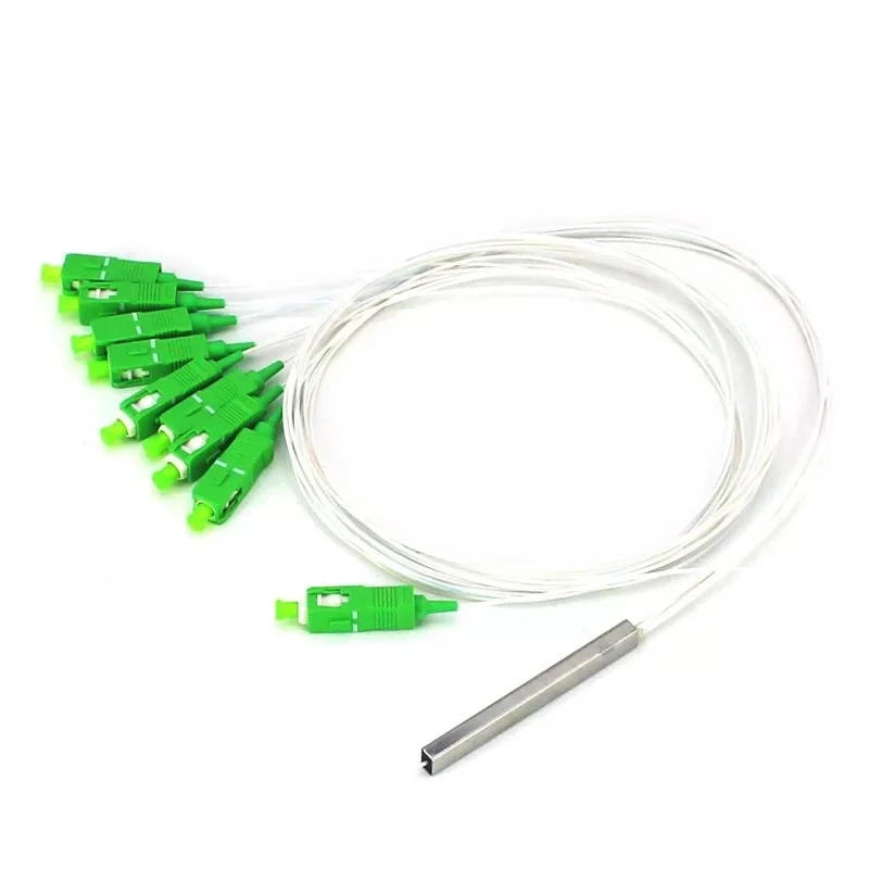 

10PCS fiber optic PLC splitter 1x8 SC APC/UPC 0.9mm SM Mini Type 8 Ports green connector fiber optional