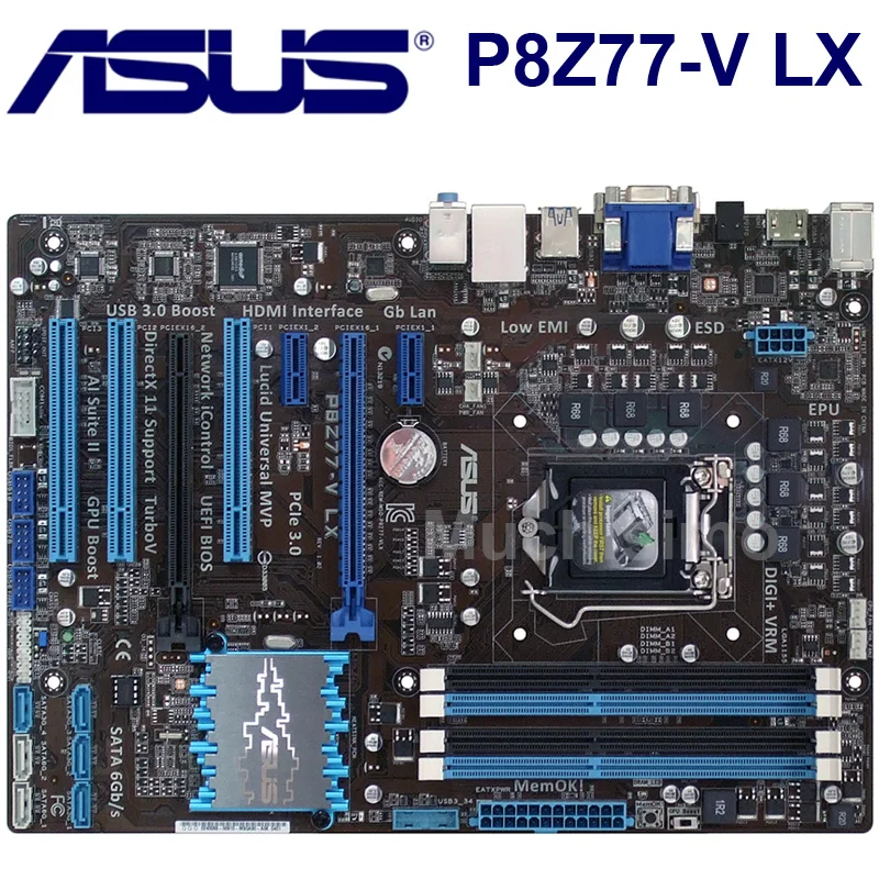 ASUS motherboard P8Z77-V LX LGA 1155 DDR3 i3 i5 22/32nm CPU USB3.0 32GB SATA3 VGA HDMI Z77 Desktop