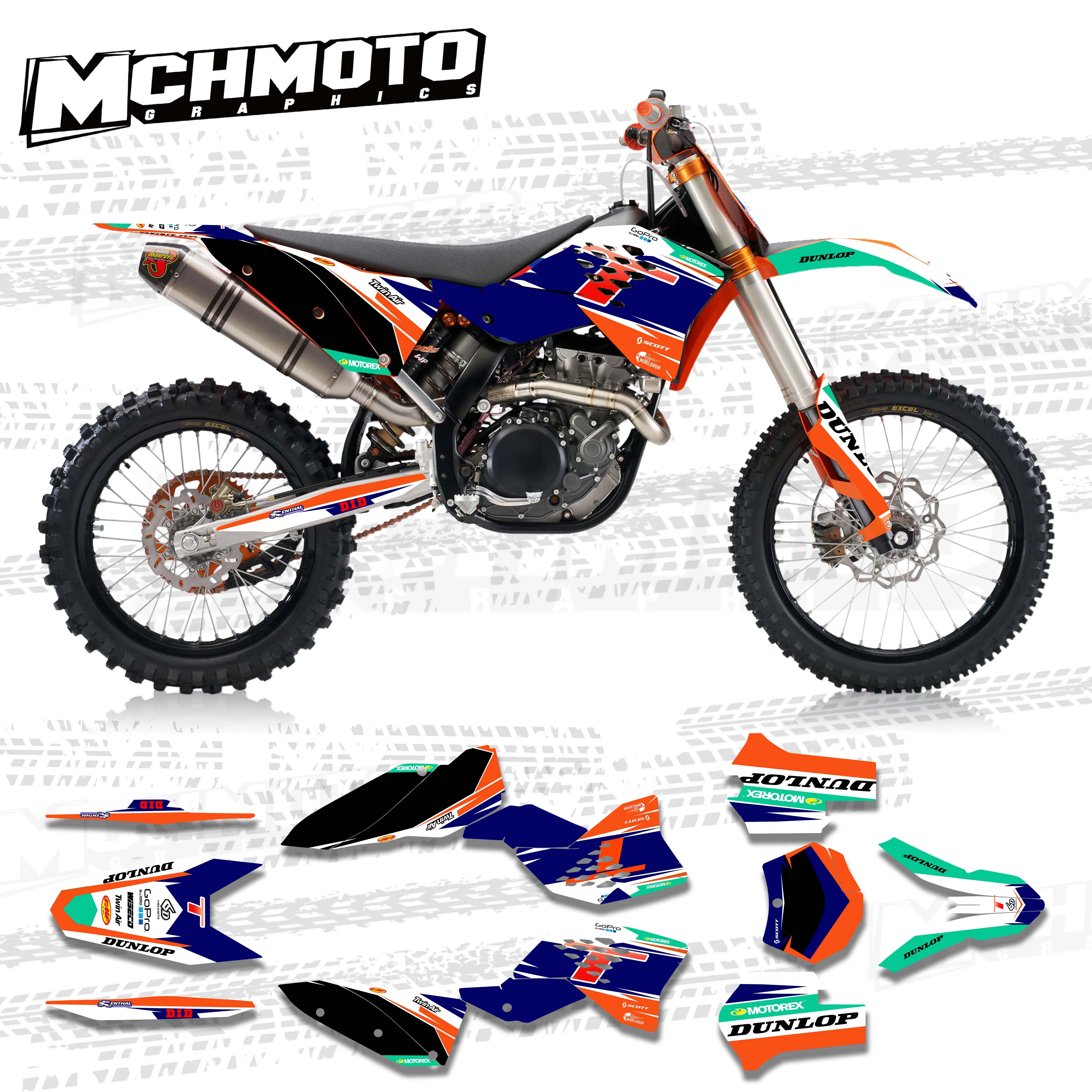 MCHMFG для KTM SX EXC SXF 125 250 300 450 530 2008 2009 2010 2011 полный Графика наклейки на мотоцикл задний