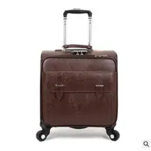 18 дюймов мужской Спиннер чемодан пу Бизнес носить на чемодан-тележка путешествия прокатки багажа на колесах чемодан с колесами