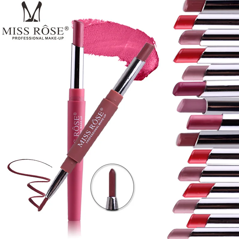 

20 Color Double-end Lip Makeup Lipstick Pencil Waterproof Long Lasting Tint Sexy Red Lip Stick Beauty Matte Liner Pen Lipstick