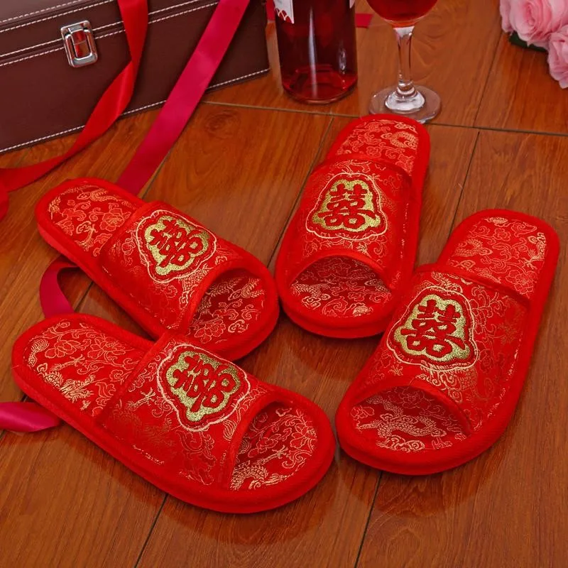 

Wedding Women's Festive Supplies Cloth Red Dragon & Phoenix Groom Bride Slipper Marriage Indoor Pair Wedding New