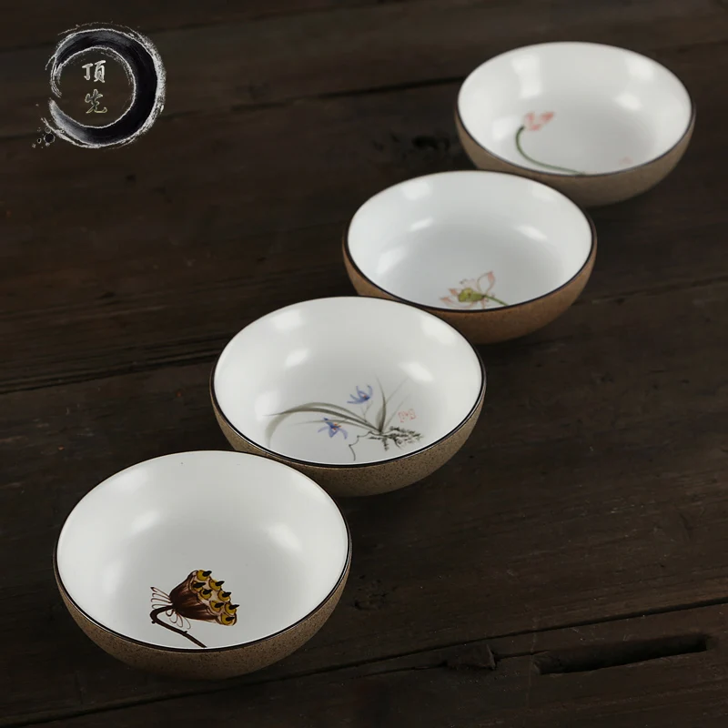 

China Tea Jingdezhen Dingxian Coarse Pottery Cup Exquisite Cup High Temperature Resistance Hand-painted Ceramic Kung Fu Tea Cup