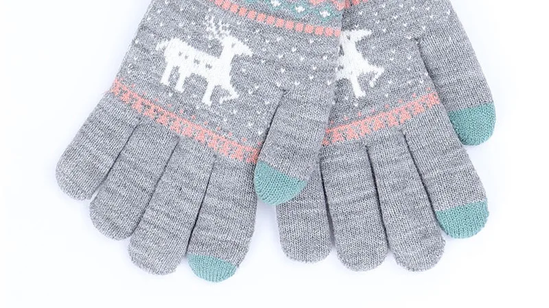 2019 новые женские вязаные перчатки с принтом оленя, перчатки с сенсорным экраном, все это относится к зимним теплым бархатным перчаткам для