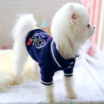 

2020 New Dark Blue School Shirt Summer Pet Clothes Dog Clothing Poodle Bichon Schnauzer Puppy Outift Cat Costumes Accessories