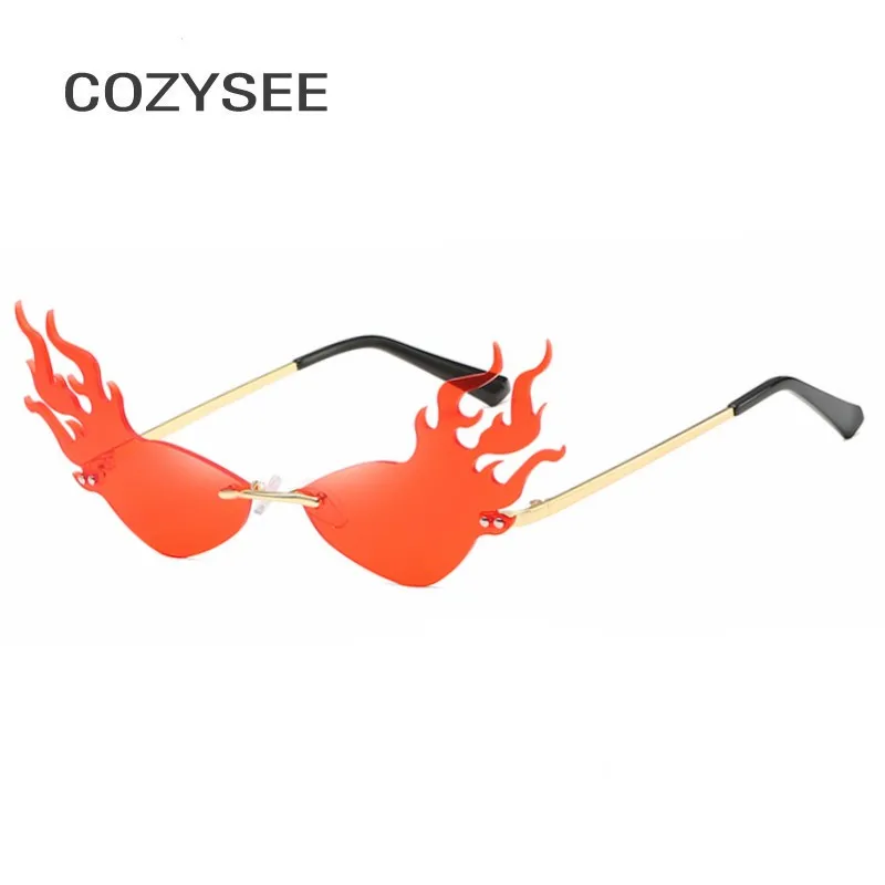 Chic Flame Fire Shape Sunglasses For Women 2020 Luxury Brand Rimless Cat  Eye Sun Glasses Men Retro Eyewear Female Party Shades|Women's Sunglasses| -  AliExpress