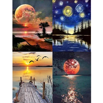 

4 Packs of 5D DIY Diamond Painting Kits for Kids and Adults,Embroidery Cross Stitch Arts & Crafts Wall Decor