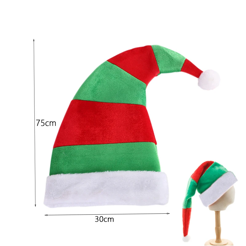 Christmas Hat Plush Elf Santa Hat Ornament Christmas cap Elf hats New Year Xmas Party Funny Theme Props Decoration