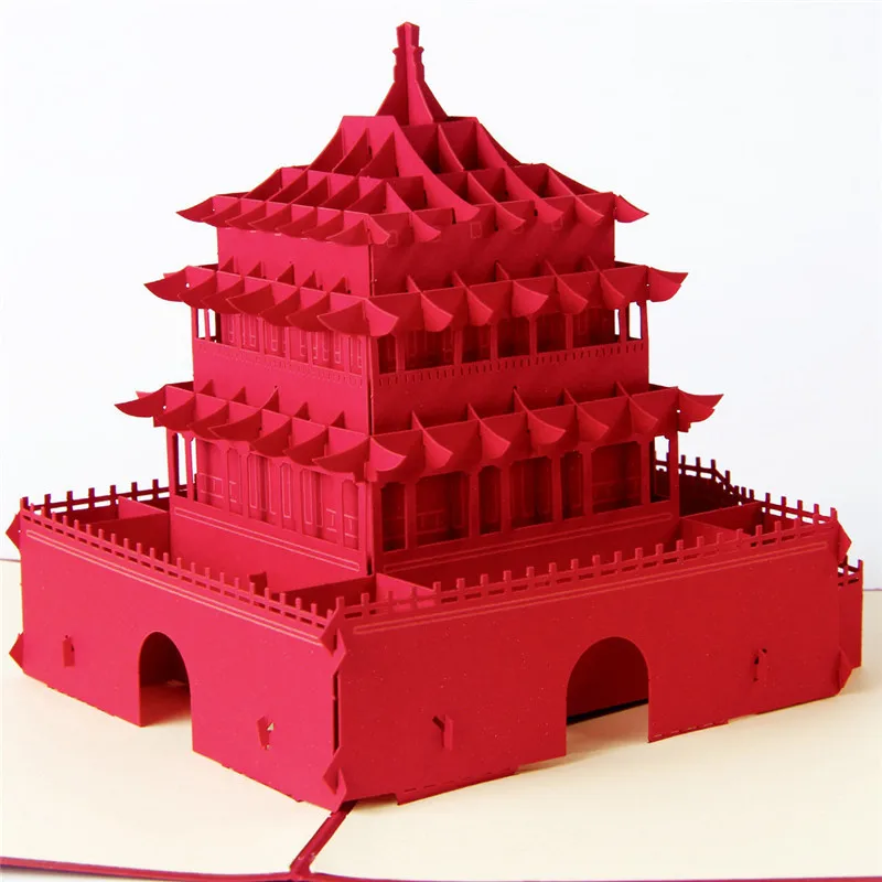  3D Pop Up Greeting Card Birthday Valentine's Day Gift Postcard with Tower Building Envelope Wedding - 4.00017E+12