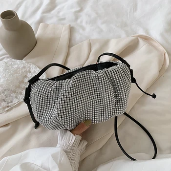 

Small Diamond Cloud Bags Fashion Crossbody Bags For Women 2020 Summer Shiny Lady Shoulder Handbags Female Travel Cross Body Bag